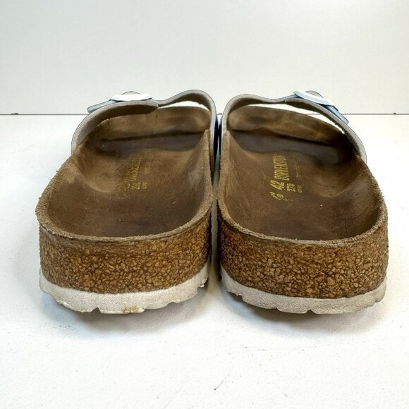 Birkenstock Madrid Sandals Womens Size 42 US 11 Blue Patent Slip On Comfort Shoe - Picture 7 of 11